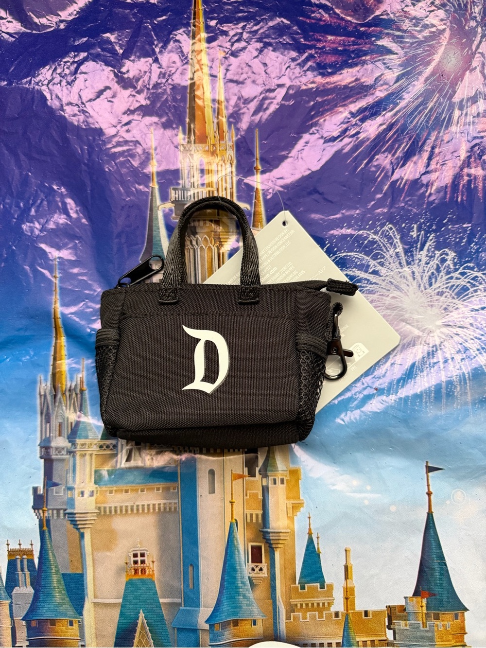 Disney Black Mini Tote with White 'D' Logo